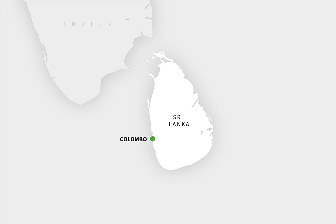 Karte von Sri Lanka mit Colombo