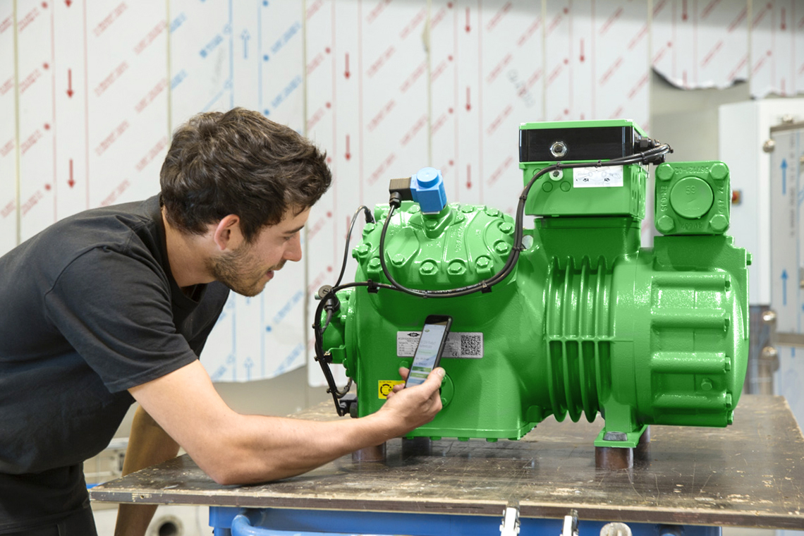 BITZER reciprocating compressor in the hall at Harter